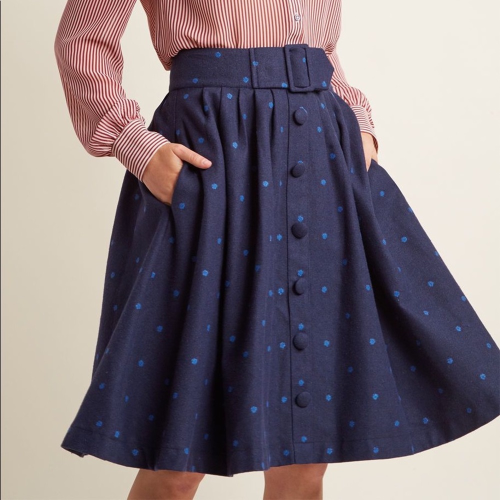 Modcloth Intern of Fate Dotted Midi Skirt
